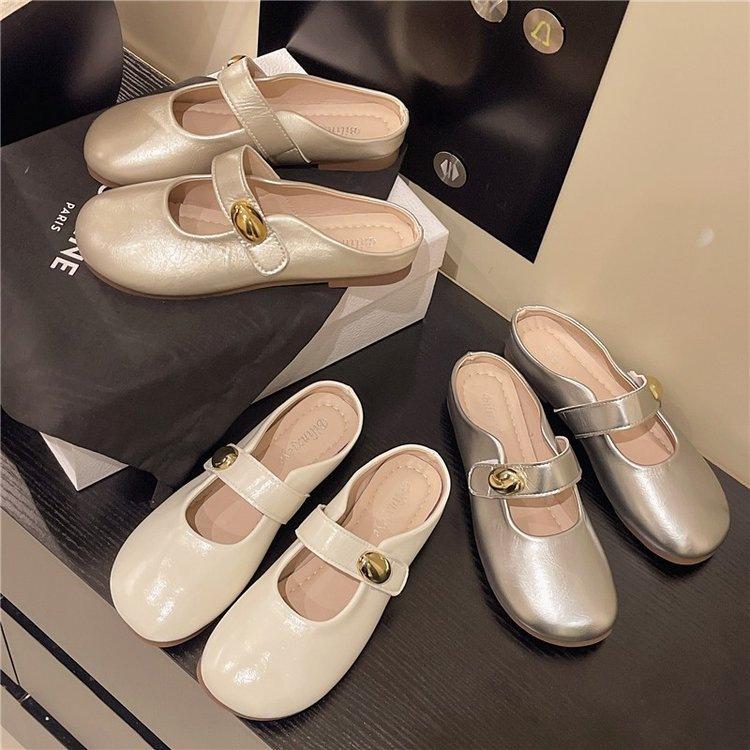 Beautiful French flat-bottomed bag head and half slippers, new spring evening breeze Mary Jane Birkencool slippers