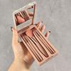 Rhinestone Travel Makeup Box with Mirror & Mini Brush Set