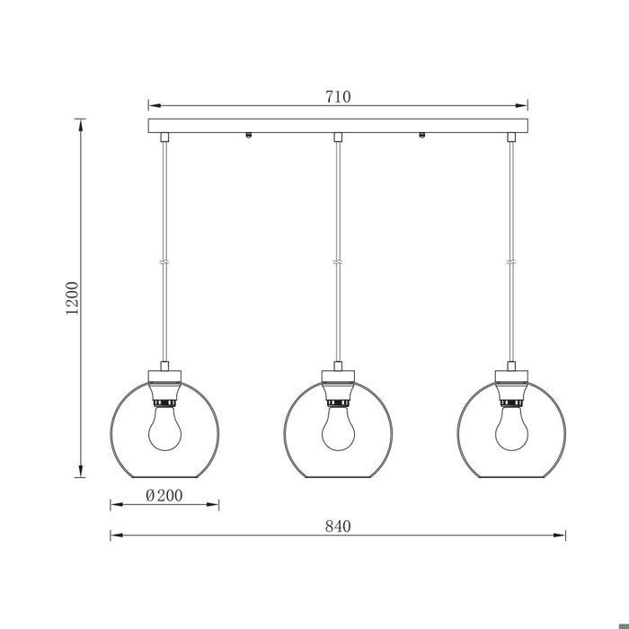 Suspension décorative 3xE27 23W – Verre fumé