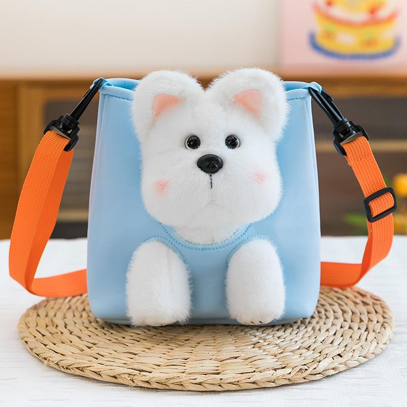 West Highland Peek-a-boo Plush Toys Kids Dolls Girls Pet Schnauzer Backpack Golden Retriever Birthday Gifts