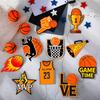 24 Pcs Basketball Wooden Ornament Basketball Cutout Wood DIY Crafts Wooden Hanging Ornaments with Twines for Party Decoration