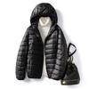 2026 Autumn/Winter Women's Plus Size Korean Slim Fit Lightweight Down Hooded Jacket