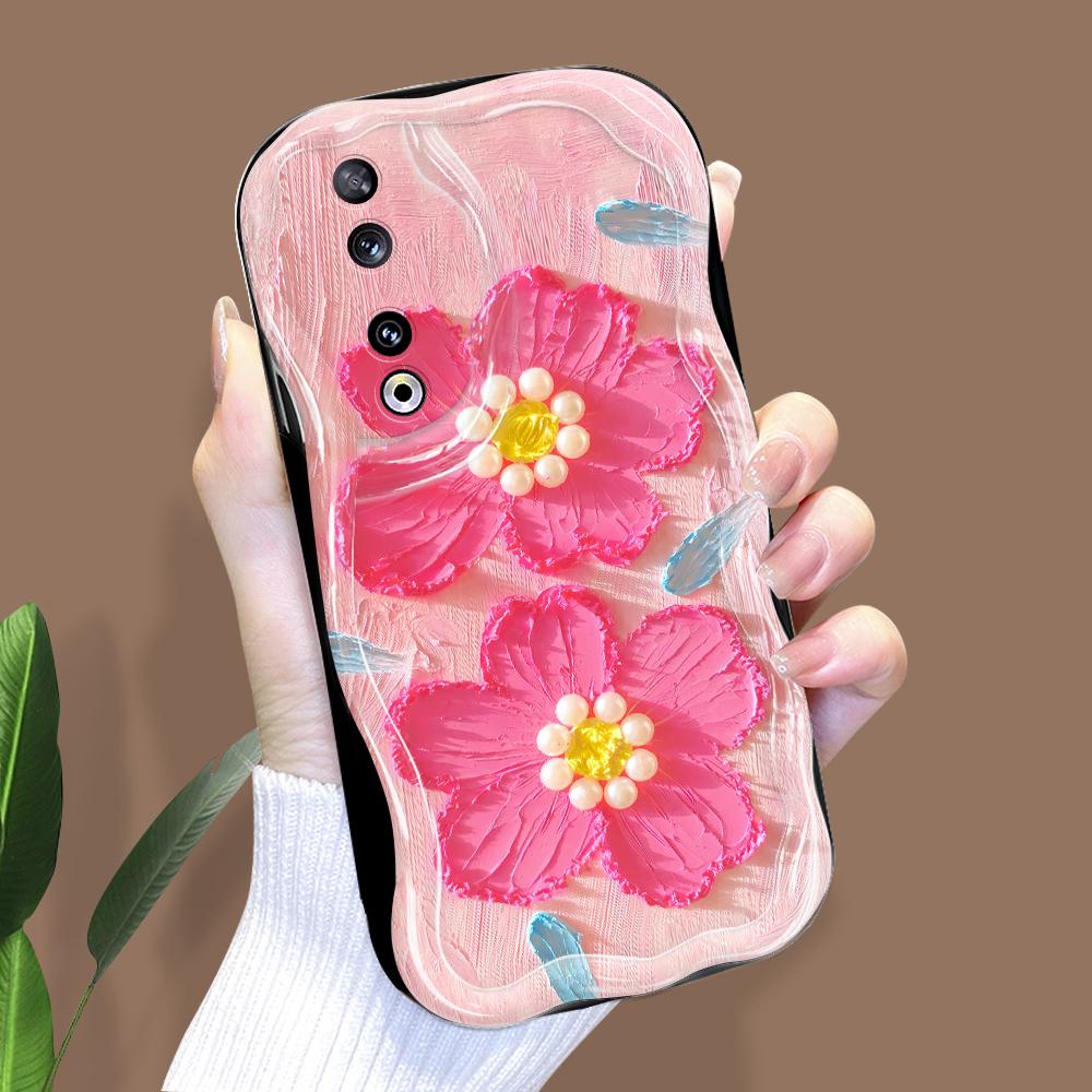 Søt tegneseriemønster kremteksturomslag Bølget kant mykt silikondeksel Telefondeksel til Huawei Honor Infinix Tecno iPhone