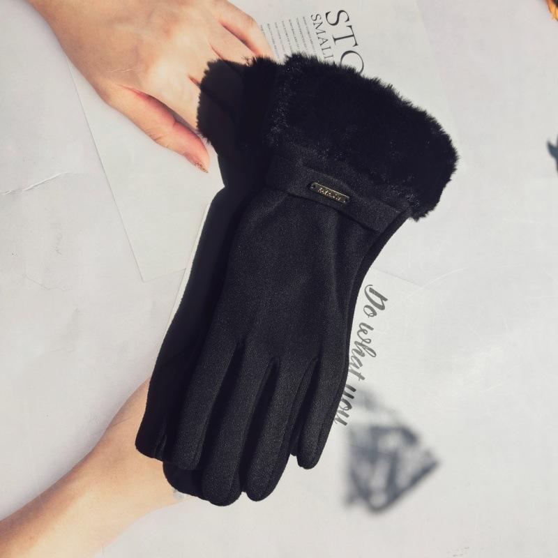 Women's Suede Thermal Gloves Are Labeled for Outdoor Touchscreen Gloves