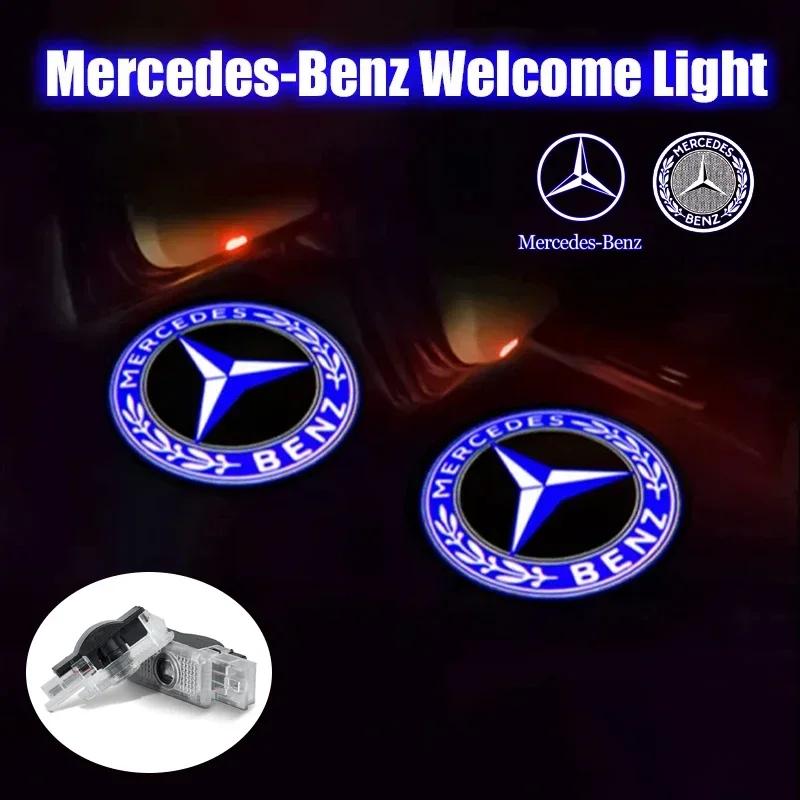 AABGZ1 2Pcs Car Door Welcome Light Auto Emblem Badge LED Projector Lamp Mercedes Benz Amg C Class CLK SLK SLR W203 W208 W209 R171 R1721