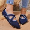 Women's Shoes Mesh Breathable Pointed Toe Flat Shoes Fashi Soft Bottom Knitted Shoes Female Casual Slip  Footwear Loafers