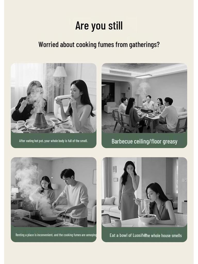 Portable High-Suction Desktop Range Hood for Kitchen, Camping, Hot Pot, and Barbecue Smoke Extraction