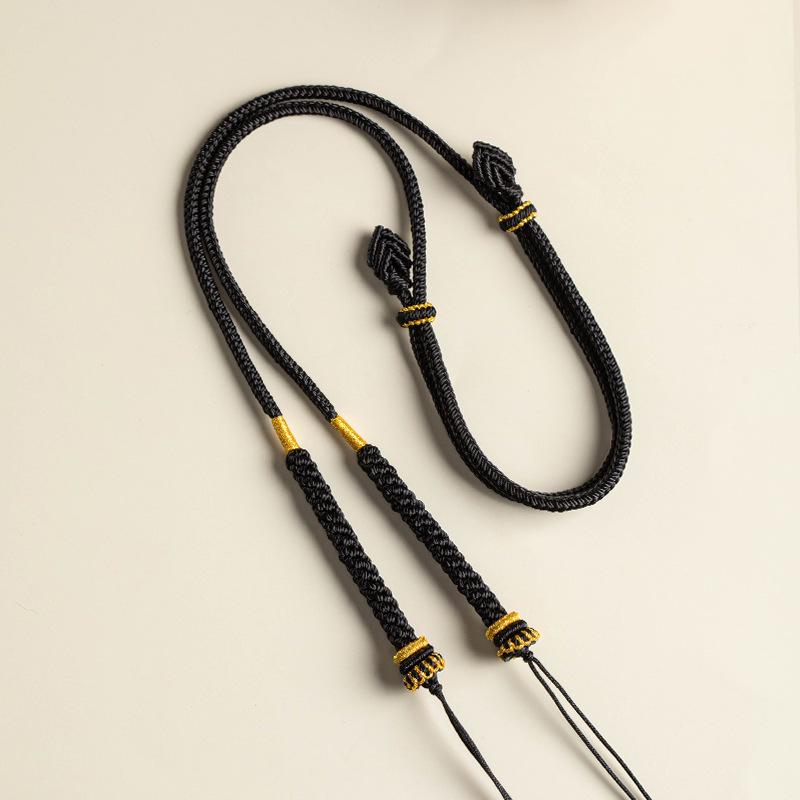 Hand-Woven Amber Turquoise Dzi Bead Sweater Chain for Men and Women