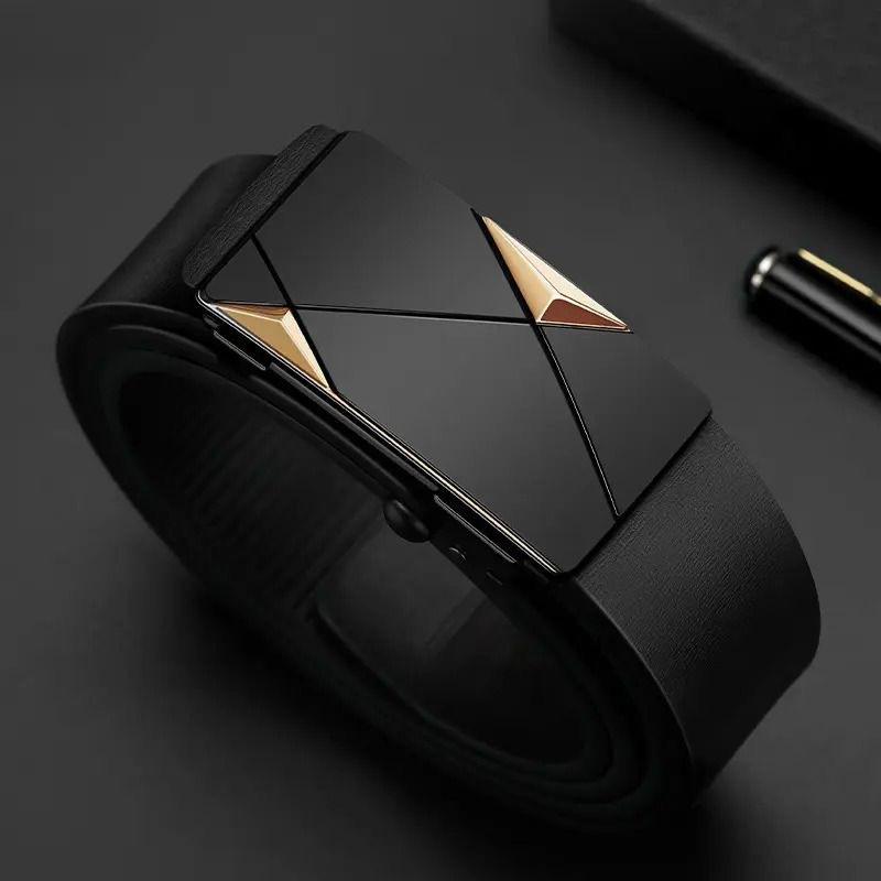 

Ремень премиум-класса для мужчин - деловой, повседневный и официальный - классическая автоматическая пряжка 120cm золотой