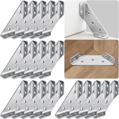 20-1PC Stainless Steel Angle Corner Brackets Universal Furniture Corner Connector Brace Joint Fastener Bedframe Cabinet Drawer