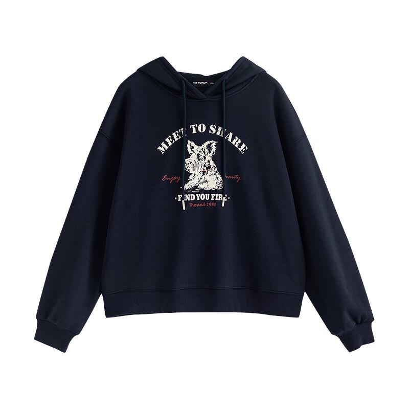 Chuyu Women's Terrier Dog Print Fleece-Lined Hooded Sweatshirt