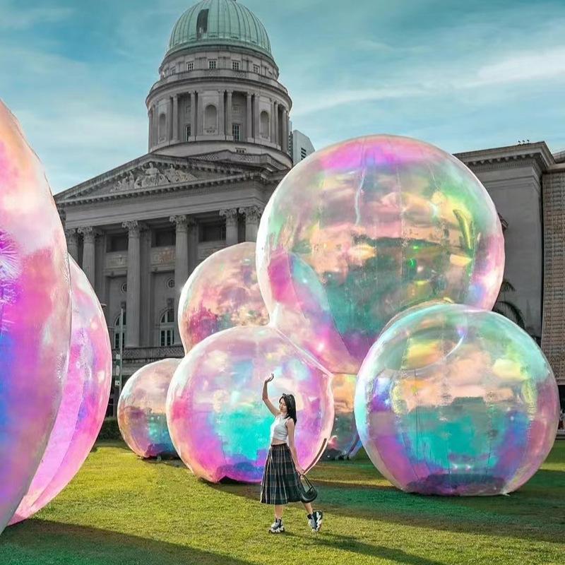 Double-Layer Inflatable PVC Mirror Ball Art Installation - Colorful Laser Sphere