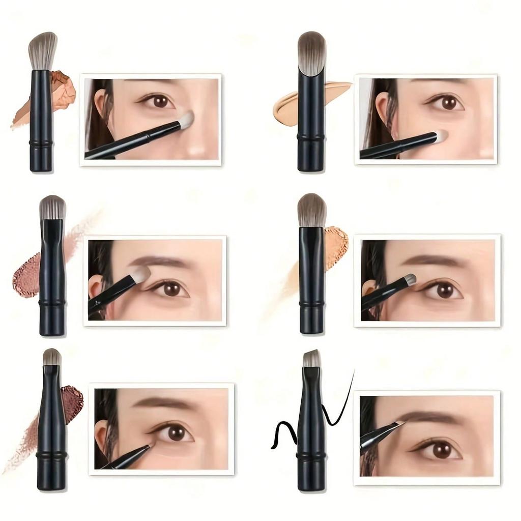 Set di 6 pennelli da trucco mini da viaggio | Tubi in alluminio staccabili, Pennelli per occhi portatili con custodia per una pulizia igienica