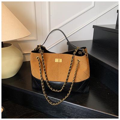 Bolsa de corrente feminina de grande capacidade nova outono e inverno fosca retrô bolsa de ombro transversal bolsa tote para o dia a dia