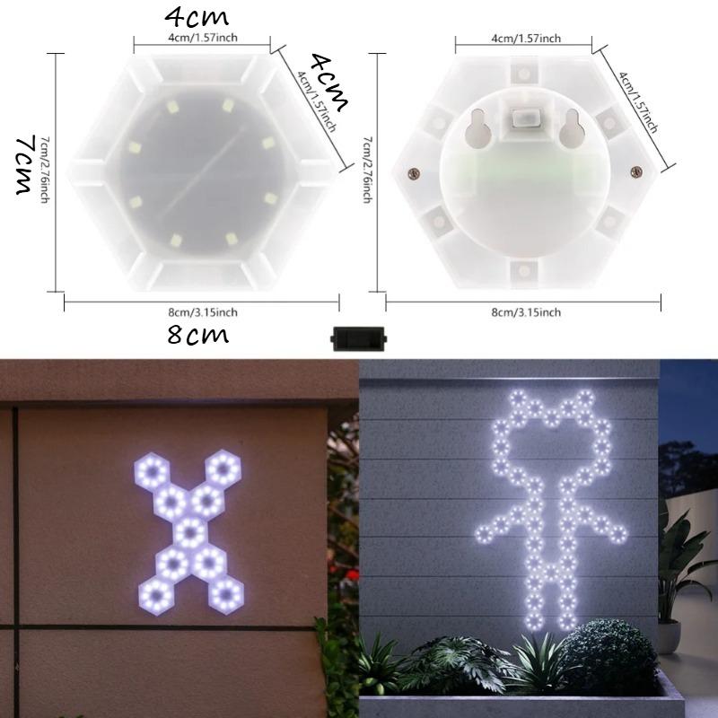 DIY Modular Solar Hexagon Wall Lights – Outdoor White LED Panels Auto-On At Dusk, Perfect for Garden Patio & Balcony Decor