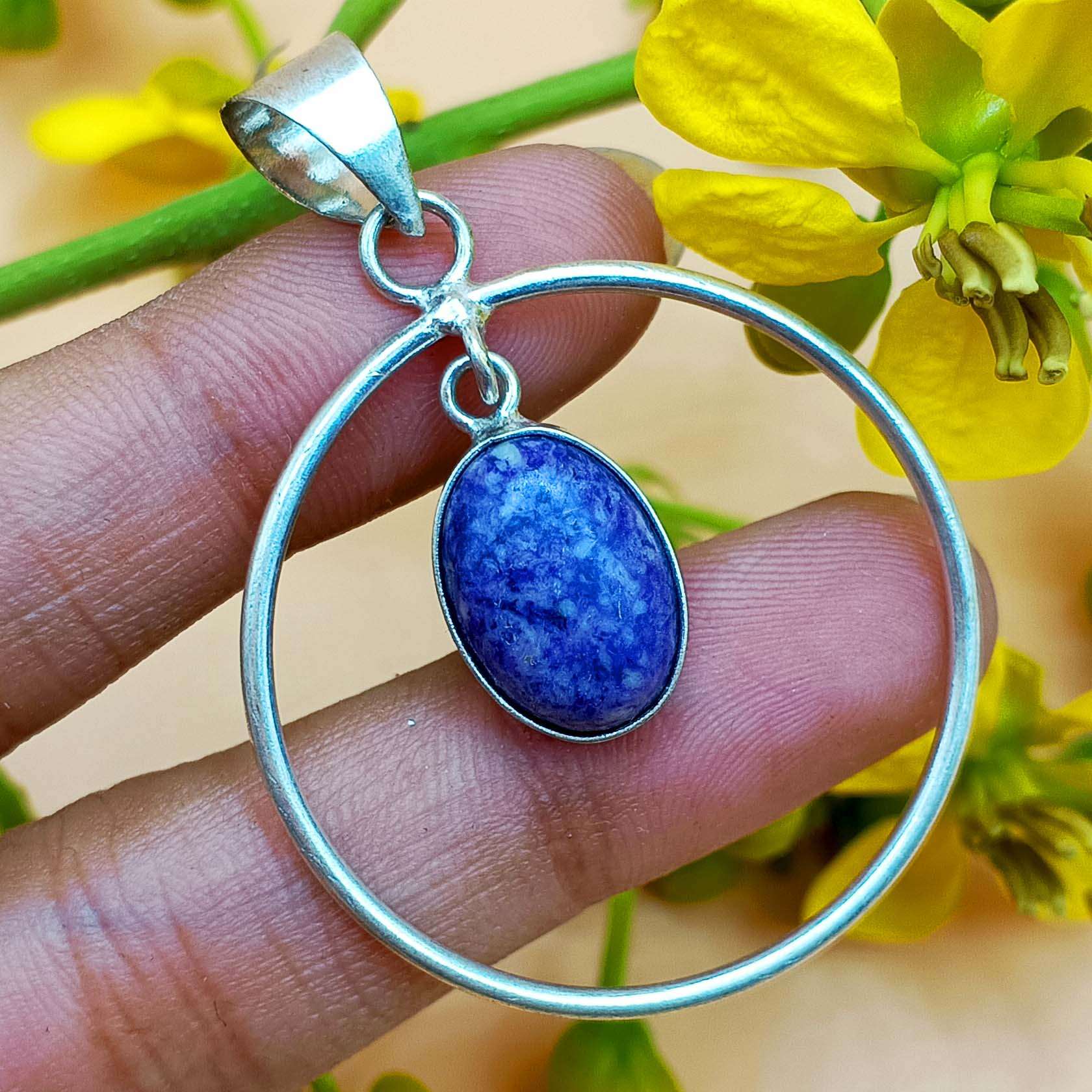 

Подвеска из драгоценного камня лазурита, стерлинговое серебро 925 пробы, позолоченные ювелирные изделия ручной работы omcj-HPP338