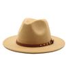British jazz top hat autumn and winter new woolen hat for men and women simple felt big eaves hat trendy flat edge hat