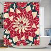 Red Floral Shower Curtainwaterproof Fabric Decorative Bath Mat For Bathroom Accessories