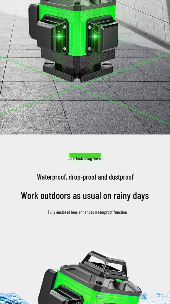 High-Precision Green Line Laser Level with Auto Adjustment for Outdoor Use