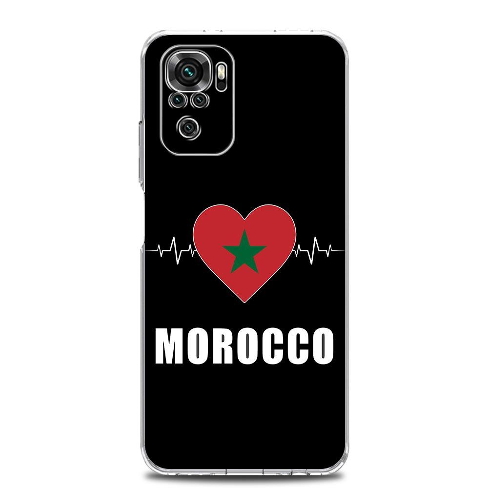 Ny Square Clear, myk telefonveske til Xiaomi Redmi Note 12 11 9S 9 8 10 Pro+ 7 8T 9C 9A 8A K40 spilldeksel Marokko flaggfotball