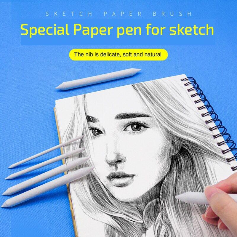 JOWOART 3/6 stk sett Blending Smudge Stump Stick Tortillon Skisse Kunst Hvit tegning Kull Sketcking Tool Rispapir Penn Kunstnerutstyr