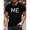 European Sizes "ME" Letter Print for Trendy Men's Street Style, Men's Wear, Light Round-neck Short-sleeved Shirts