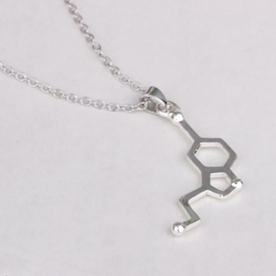 Collana Con Molecola Di Dopamina TEAMER – Ciondolo Scientifico In Acciaio Inox 316L – Catena Regolabile 45+5 Cm – Regalo Per Chimici E Scienziati