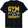 Funny Gym Therapy Back Print Workout Fitness Humor T-Shirt