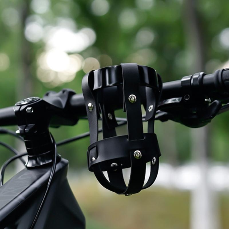 Leather Road Bike Beverage Holder Bicycles Water Bottles Cup Holder Bike Coffee Drink Cup Holder Easily to Install