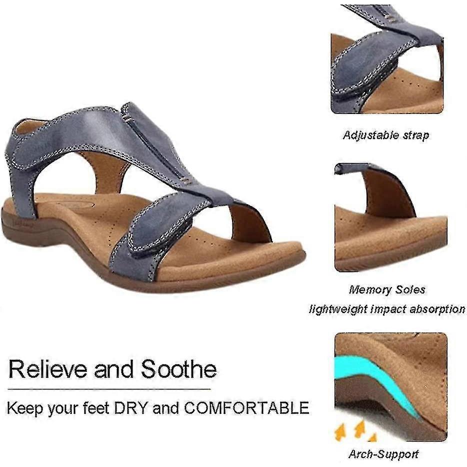 Women's Comfortable Orthopedic Sandals, Sursell Orthopedic Sandals, Flat Beach Casual Sandals-37-black