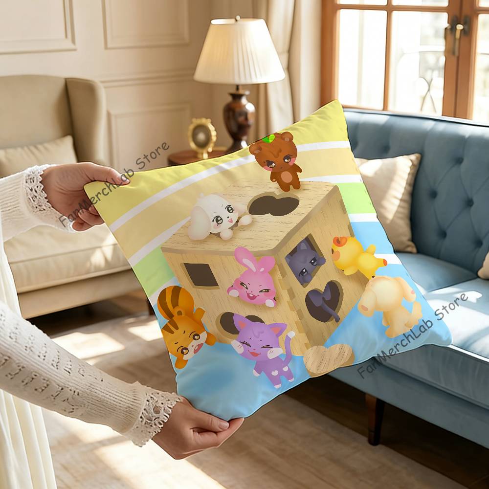 Cute AANITEEZ Anime Pillow Case Antidustmite Pillowcase Invisible Zipper Silky Short Plush Sofa Cushion Cover