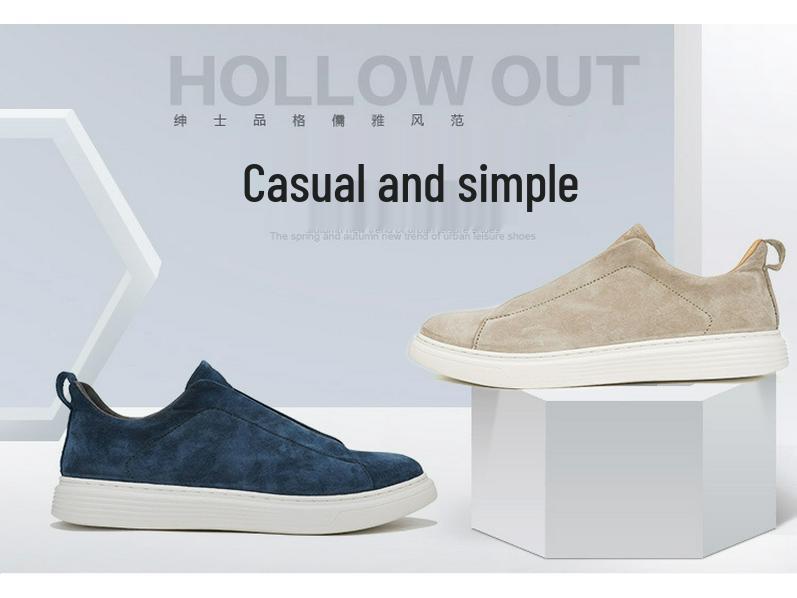 European Station Men's Size 47 Cowhide Loafers - Trendy Cross-Border Casual Shoes