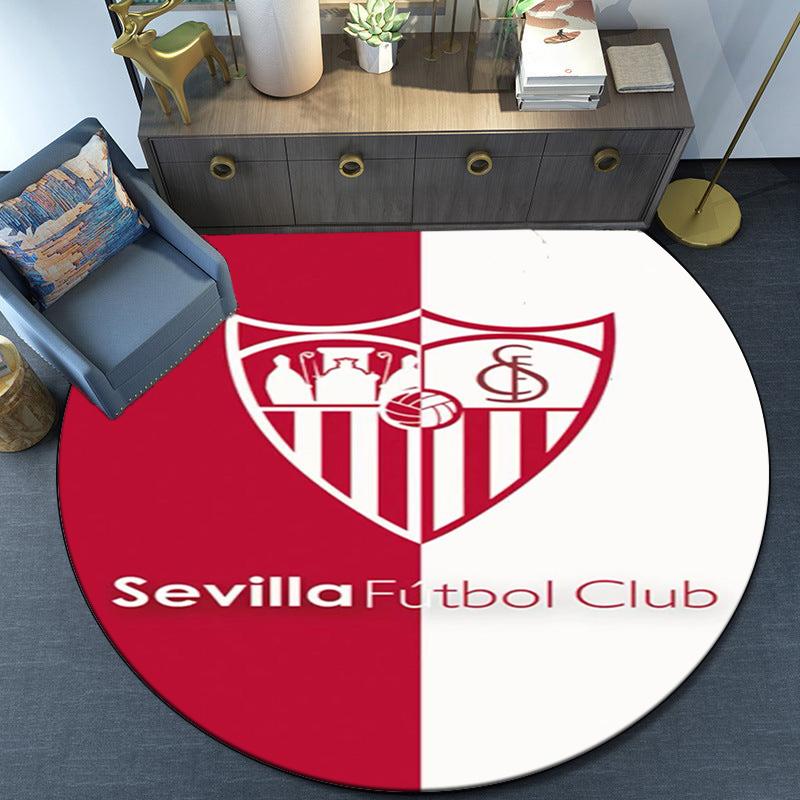 Sevilla Fc Crest Design Round Rug for Livingroom,Bedroom, Palyroom, Chair Rug, Area rug, Circle Carpet, Large Size Fan Christmas gift