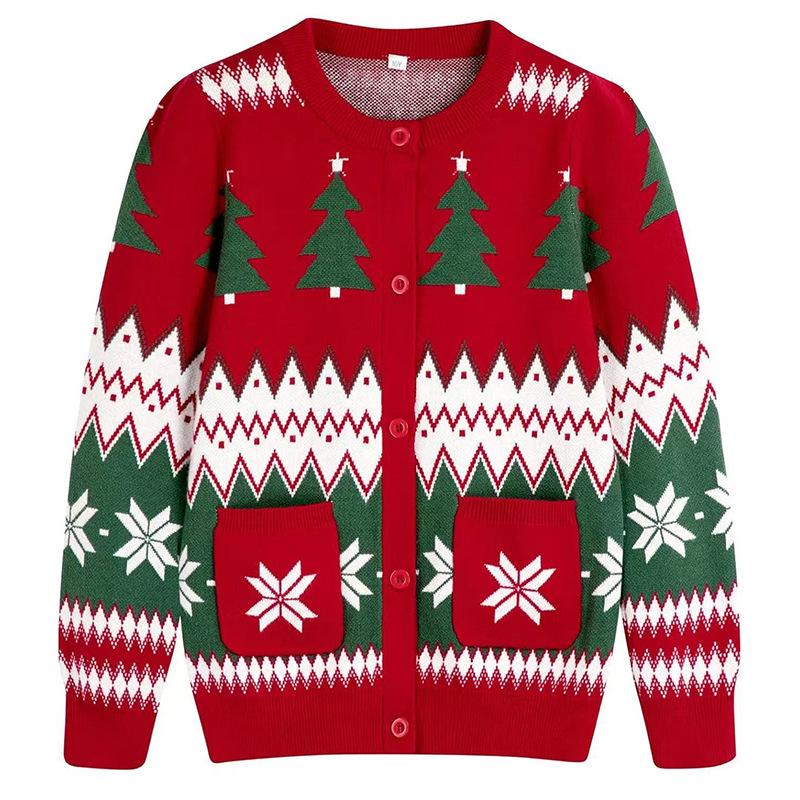 European-Size Parent-Child Jacquard Christmas Sweater Pullover for Autumn and Winter