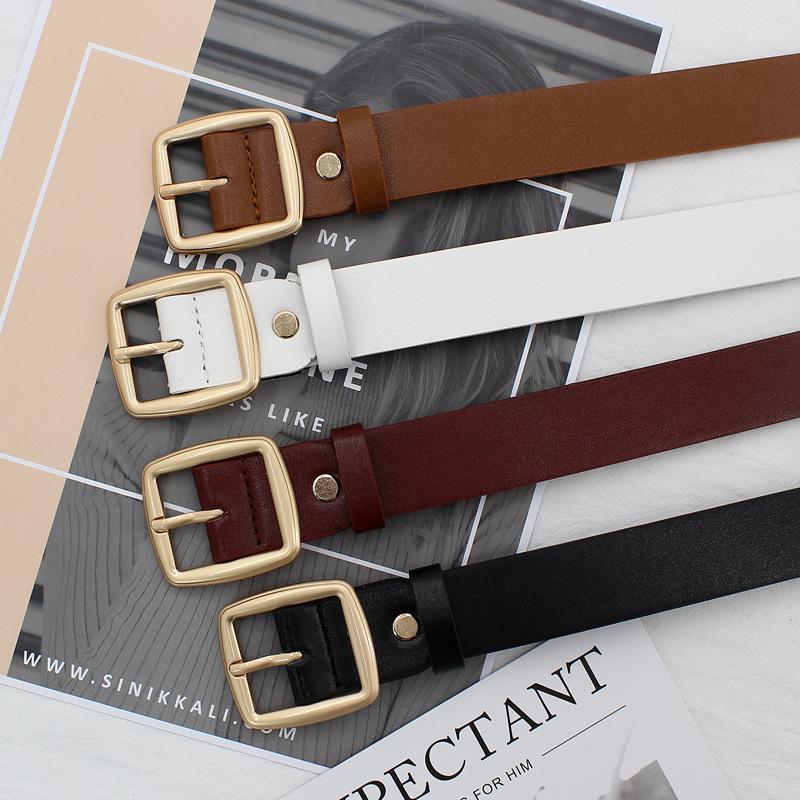 Japanese Buckle Women'S Retro Simple Decorative Jeans With Chic Trend Bf Wind Wide Belt Women