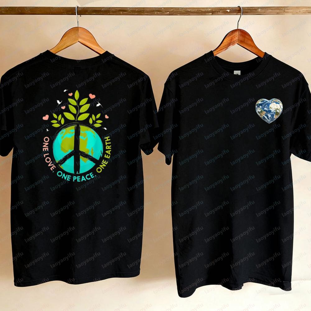 Love World Earth Day Anniversary Peace Hippie Tree Unisex TShirt Gothic Oversized T Shirt Graphic T Shirts WOMEN Clothing Tops