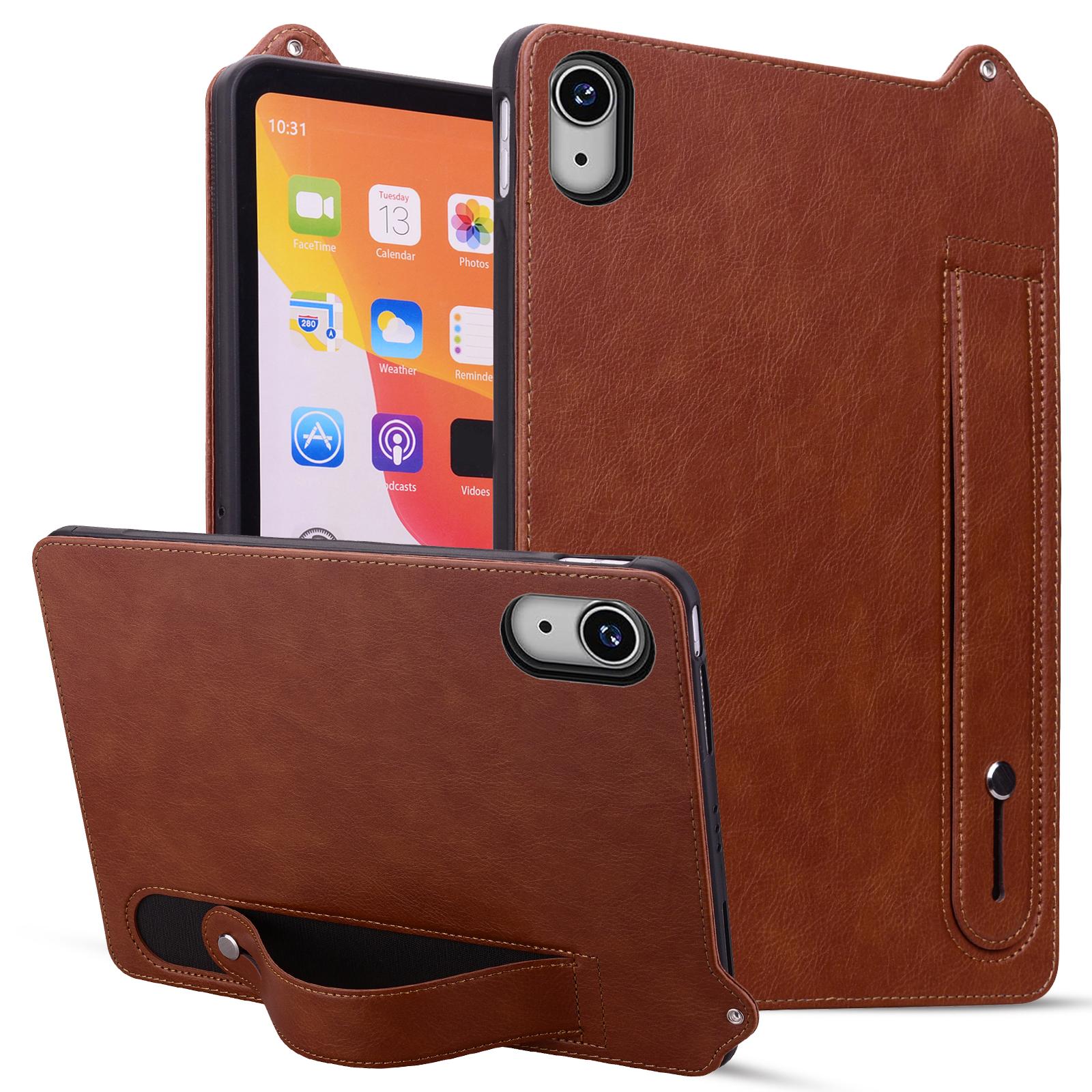 

Для iPad мини (2024) (А2996 А2995)/мини (2021) (А2568) Чехол-ремешок на руку с подставкой и кожаным чехлом для планшета Brown