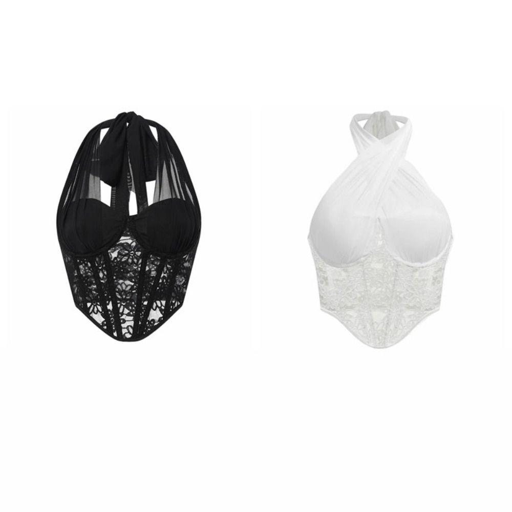 Slim Fit Lace Camisole Mesh Fishbone Corset Camisole Fashion Lace Flower Corset  Spring Summer