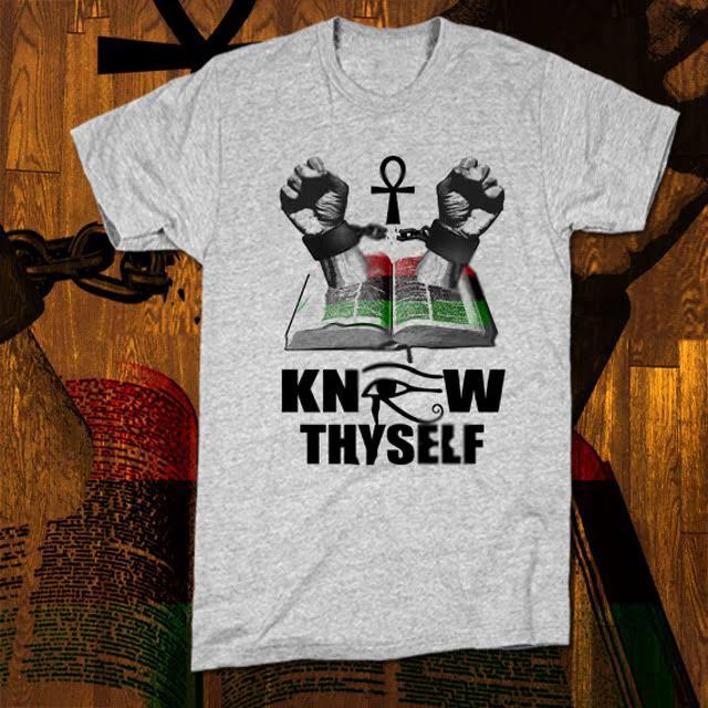 Stay Woke T-Shirt Melanated African Kemetic Pride Know Thyself Black History tee L