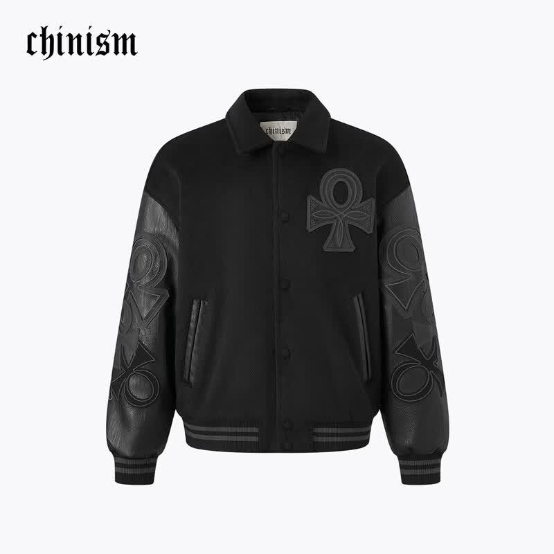 CHINISM Lucky Charm Wool Blend Baseball Jacket M