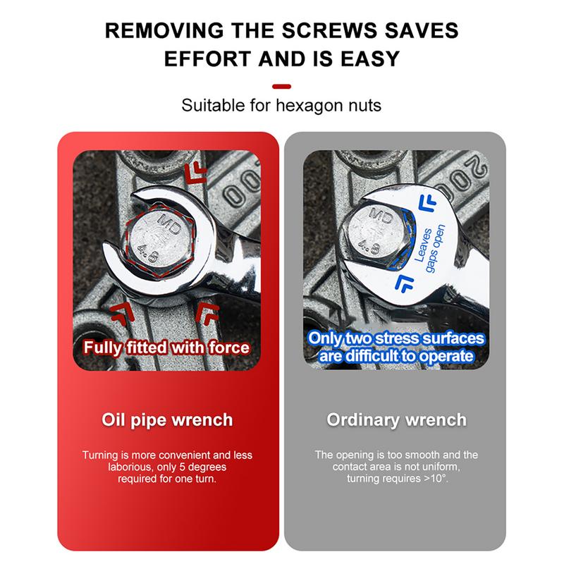 Double Head Wrench Brake Ratchet Torque Hand Tool Wrench for Repair Fuel Tube Hose Oil Pipe Automotive Mechanical Workshop Tools