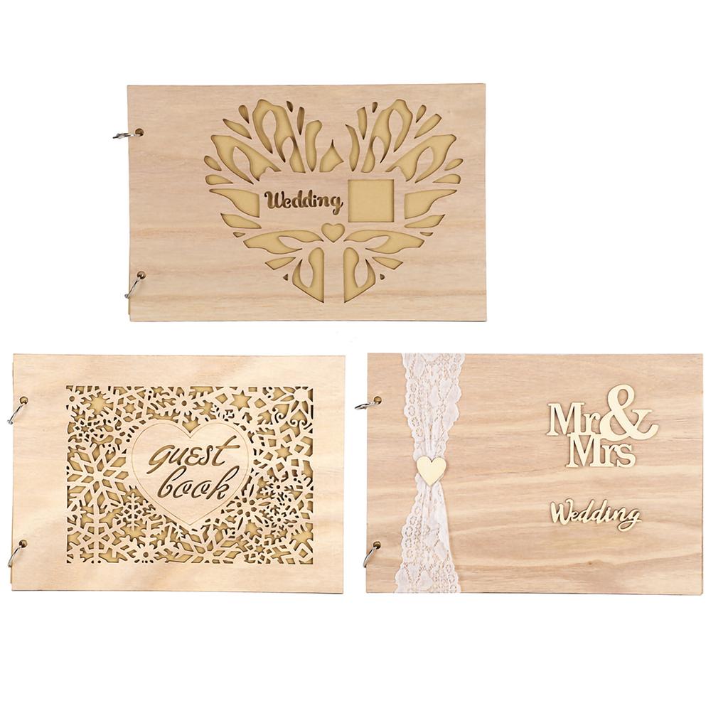 Innovative Wooden Wedding Guest Book Album Craft for Wedding Engagement Decoration