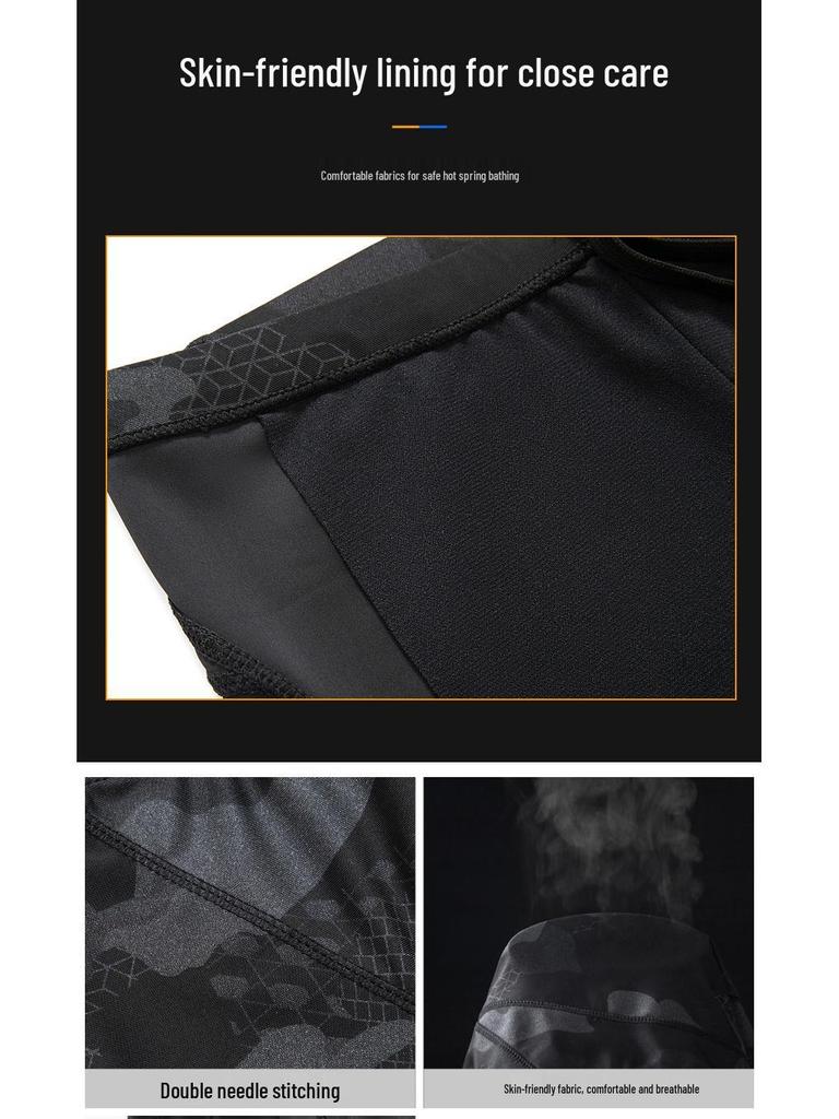 Men's Quick-Drying Camouflage Swim Trunks and Cap, Soft and Comfortable, Plus Size Available