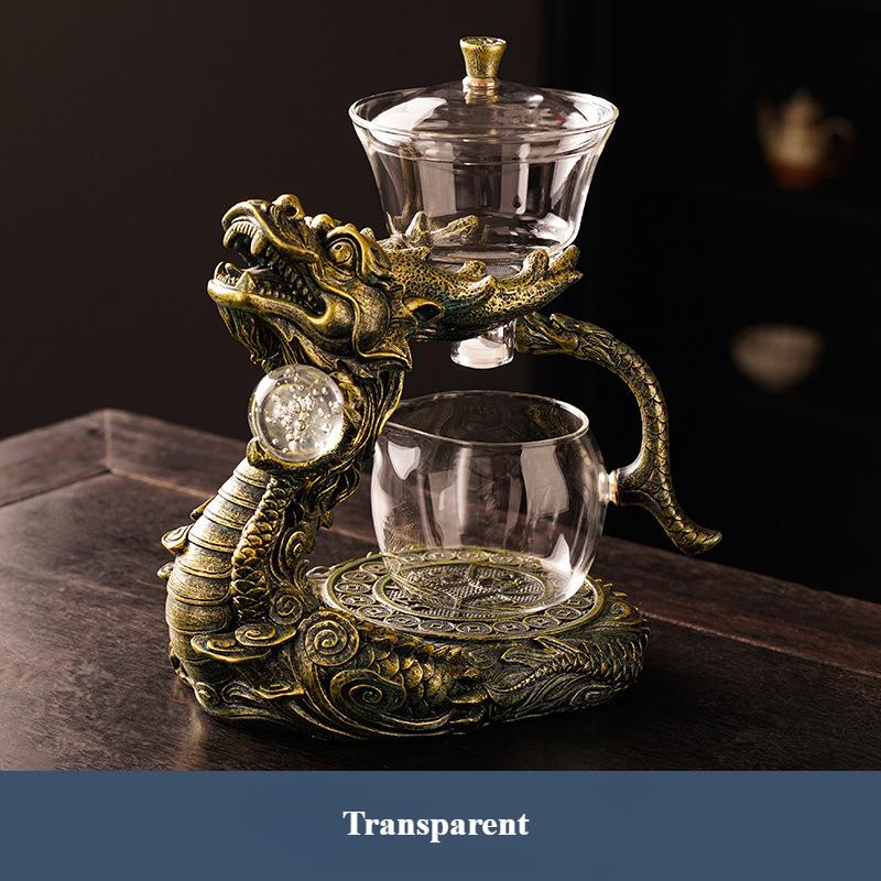 New Chinese Lazy Tea Set High Borosilicate Glass Xianglong Automatic Teaware Sets Office Business Gift Three-piece Set