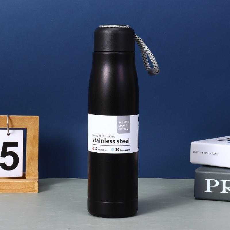 500ml Stainless Steel Sports Insulated Water Bottle with Rope Handle, Vacuum Flask for Outdoor Gym Hiking