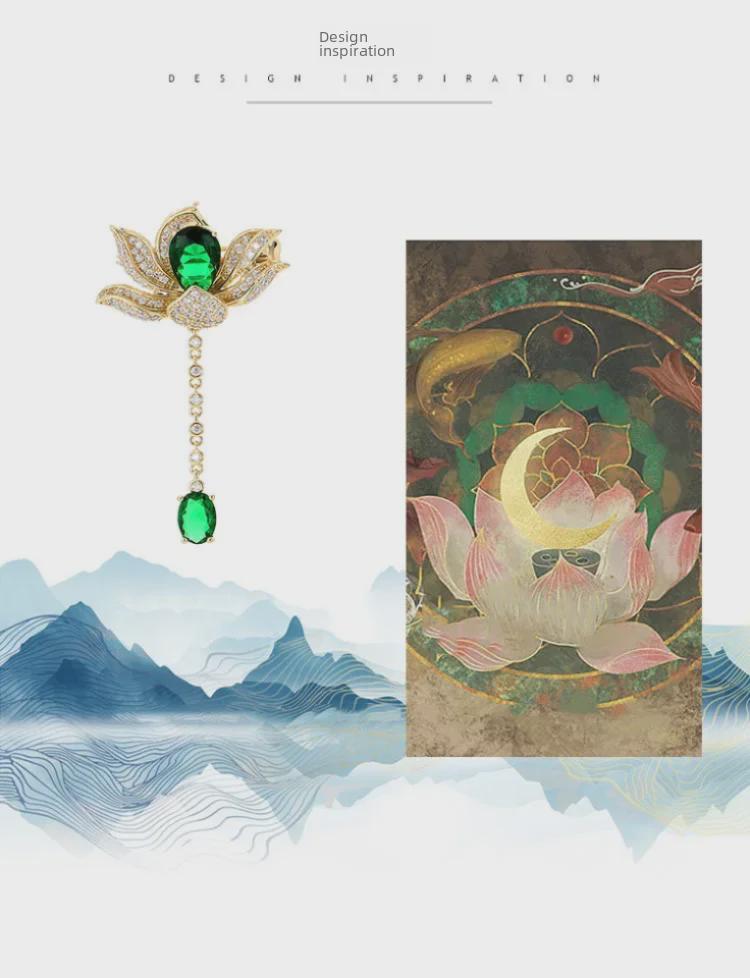 Elegant Lotus Crystal Brooch: Exquisite Chinese-Inspired Pin for Suits – High-End Creative Accessory Gift