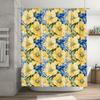 Floral Pattern Shower Curtain Bright Blue Yellow Floral Print for Bathroom Decor Machine Washable Water Repellent Fabric