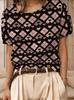 Top Maglione Girocollo a Maniche Corte Jacquard Color Block Retrò 2026