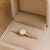 Fire Opal Bridal  Jewelry, Minimalist Solitaire Ring, Yellow Gold Plated Silver, Simple Birthday Gift for Her