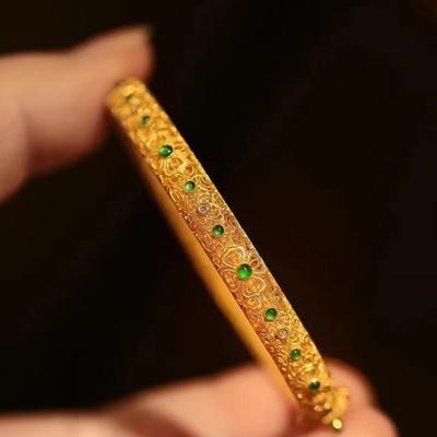 Squisito Design Carven Bracciali in oro antico artigianale stile etnico per donna Bracciali in giada Hetian naturale gioielli da fascino per banchetto